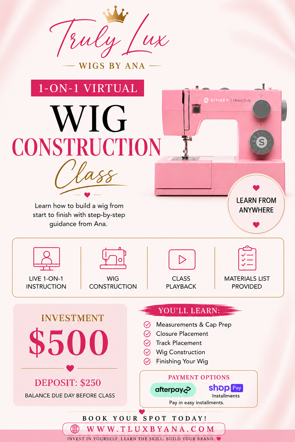 Virtual 1:1 Wig Classes