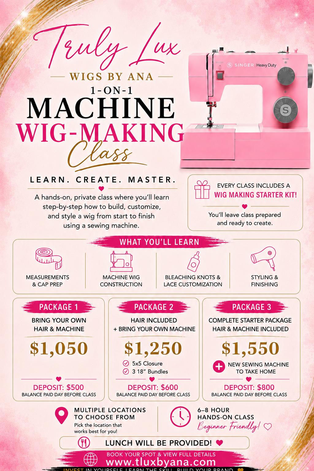 In Person 1:1 Wig Making Class
